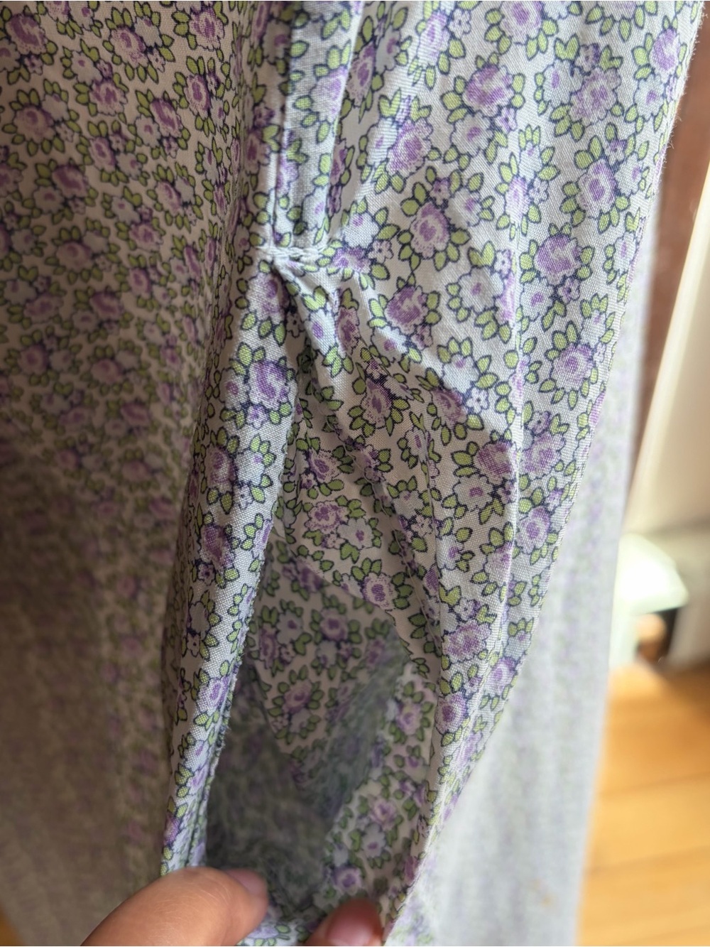 LAURA ASHLEY Vintage 1970s Purple Floral High Neck Sleeveless Midi Dress Size 10 - Picture 7 of 10
